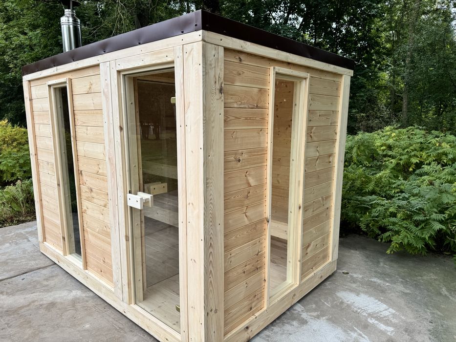 Sauna fińska  , sauna mokra ogrodowa opalana drewnem