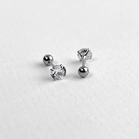 Пусеты. Пусеты двухсторонние. Серёжки серебро 925° (родий).