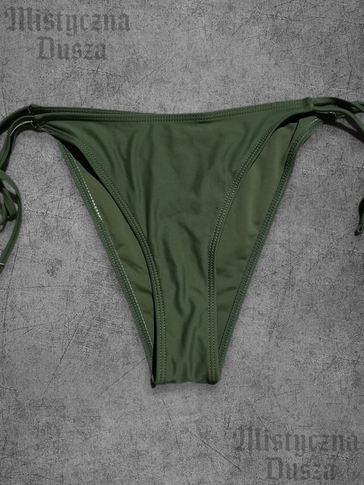 Strój kostium kąpielowy bikini dwuczęściowy khaki wiązany ściągający biust