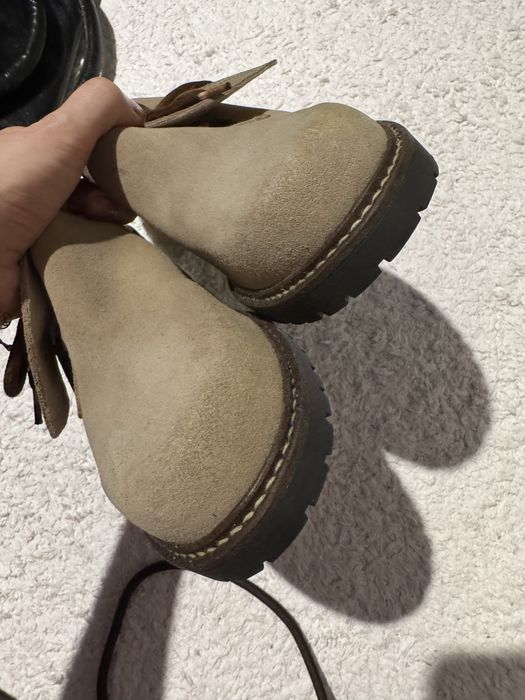 Skorzane zamszowe mokasyny retro