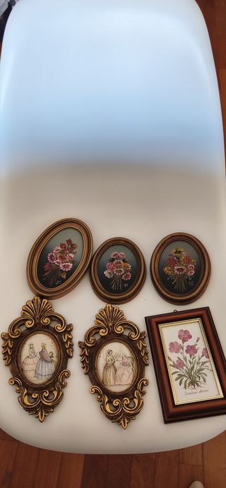 Quadros pintura mão e 2 em seda