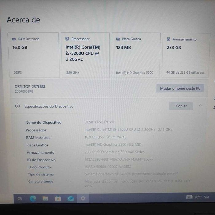 Portátil Lenovo ThinkPad E550