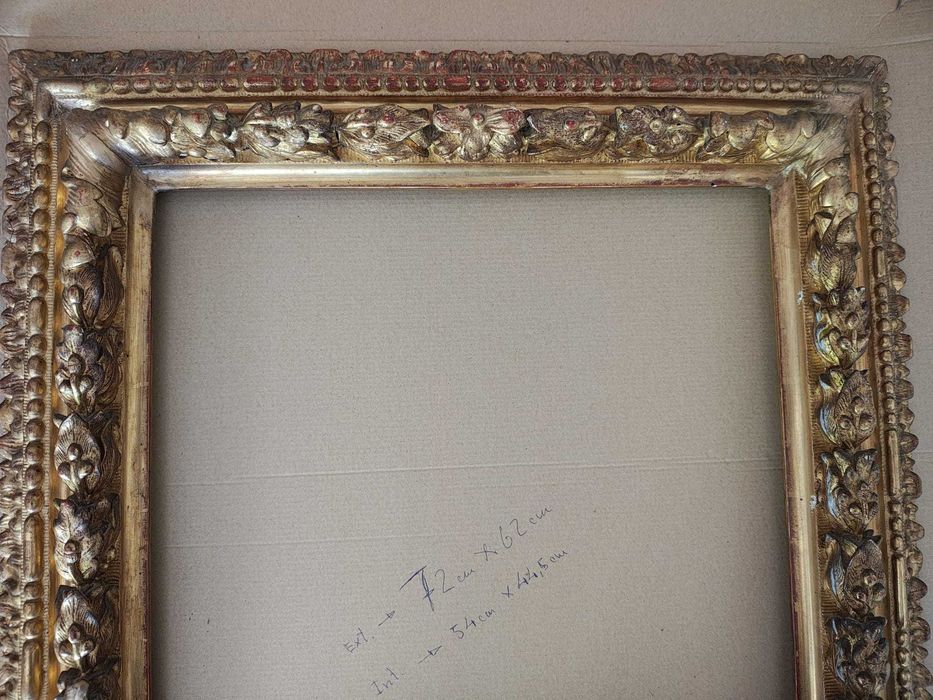 Lindíssima pintura a Óleo com São José e Menino com Magnifica Moldura em Talha Dourada.