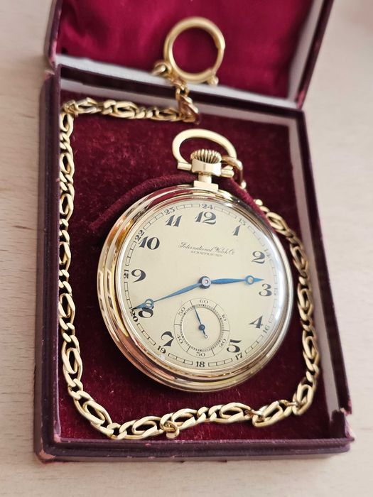 IWC Schaffhausen 51,00mm złoty 14k z 1929 roku + dewizka + pudełko