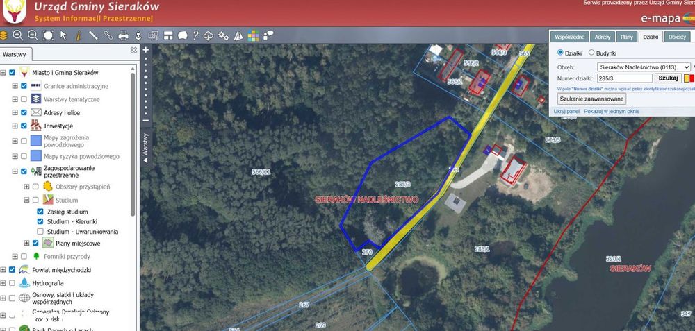 Sprzedam działkę Sieraków, obręb Nadleśnictwo Sieraków