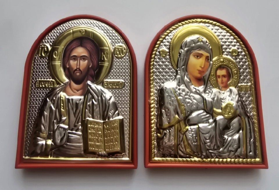 2 ikonki Greckie. Pamiątka z Klasztoru Meteory. Pantokrator. Jezus.