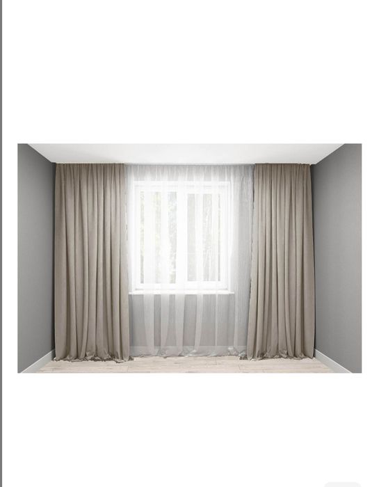 Комплект штор бежево сірі 3 м