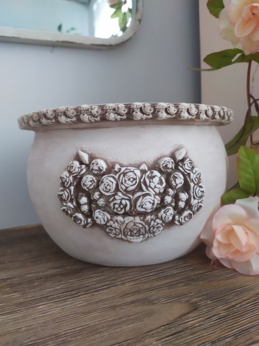 Doniczka ceramiczna,  donica, shabby chic, prowansalska, farmhouse