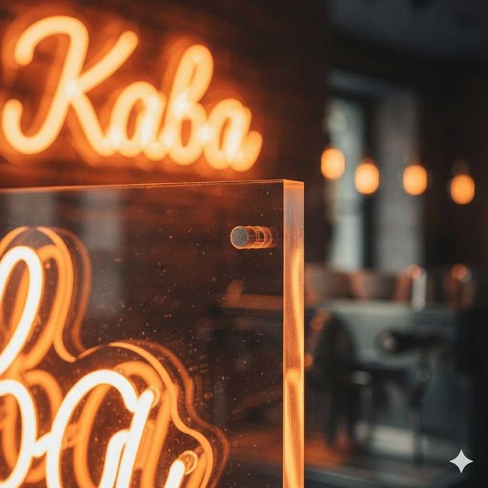 Неонова вивіска «Кава» | LED | Для кав’ярні | Під замовлення