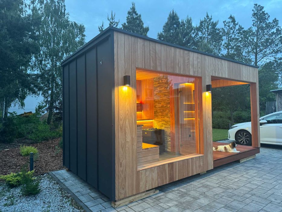 Powystawowa Sauna, Drewno egzotyczne, Piec 12kw, audio, led