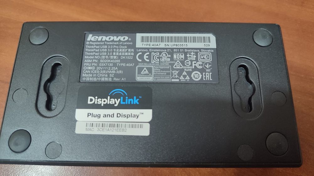 Lenovo ThinkPad USB 3.0 Pro Dock 40A7