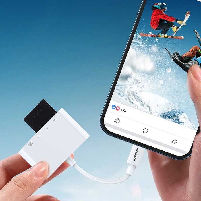 HUB Lightning OTG p/ USB / iPhone / Leitor SD e TF Joyroom S-H142