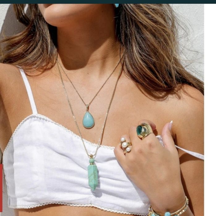 Naszyjnik pozłacany z naturalnym kamieniem amazonitem