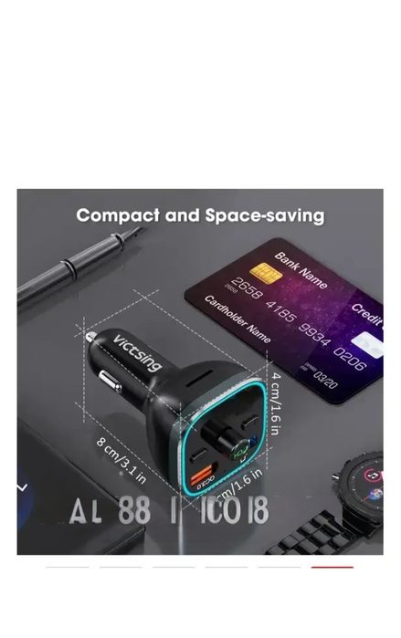 Трансмітер радіоадаптер для авто VicTsing BH378 Bluetooth V5.0 FM-передавач, зарядний пристрій