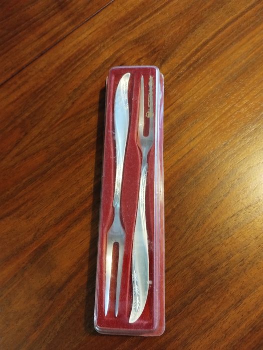 Rozbudowany zestaw serwis Hefra sztućce posrebrz