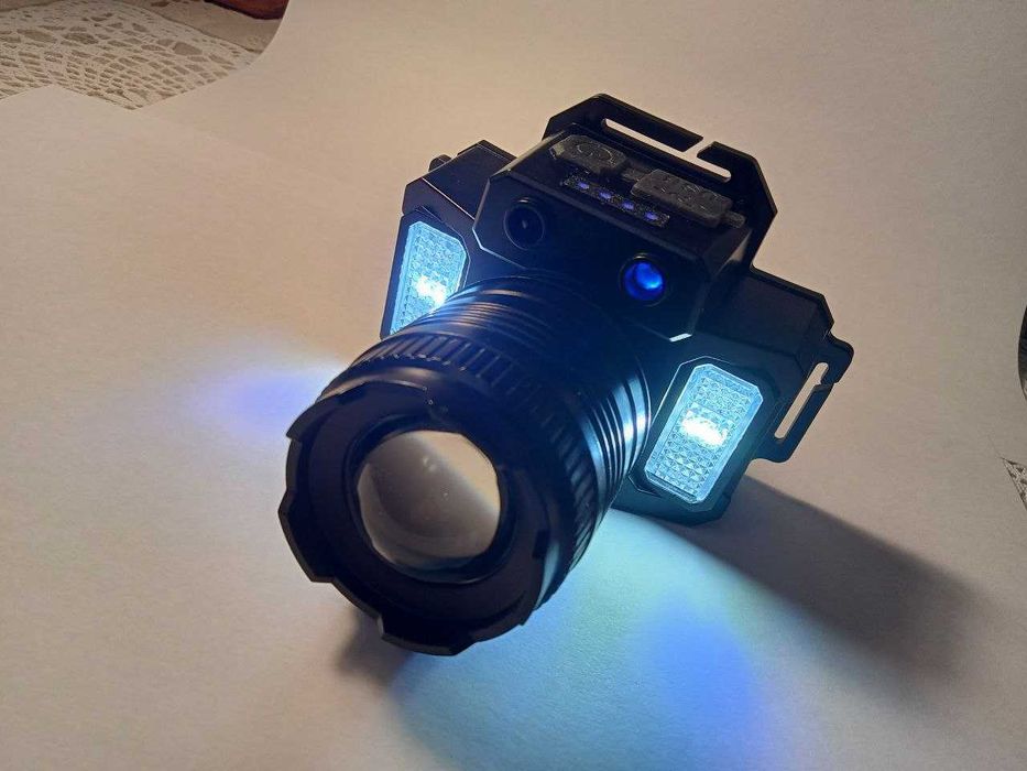 Фонарик налобный, аккумуляторный, светодиодный, очень яркий