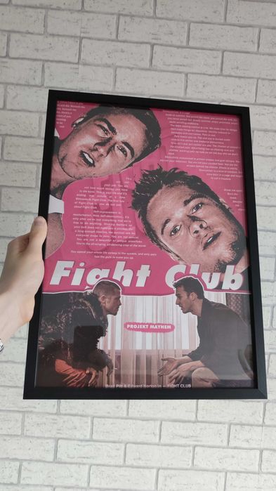 Plakat A3 Fight Club w ramie - różowy