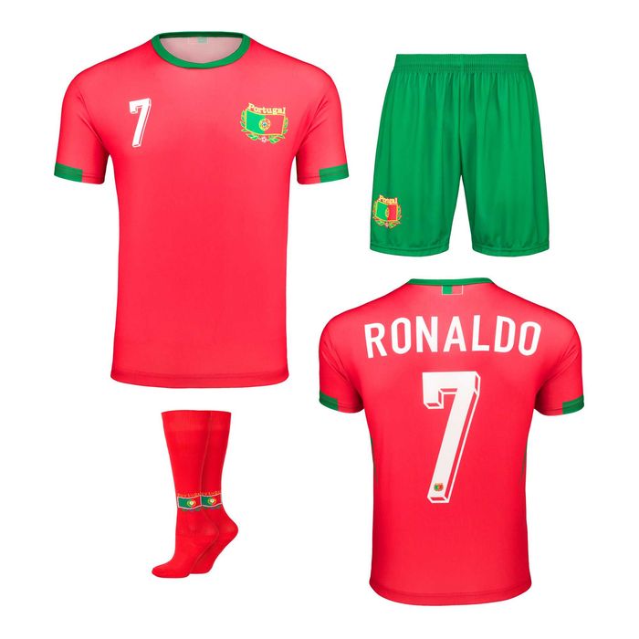 Strój / komplet piłkarski RONALDO PORTUGALIA + getry rozm. 146