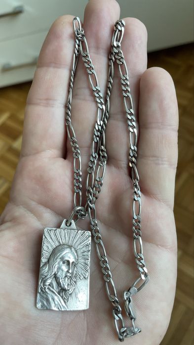 Łańcuszek srebrny 925 PRL /  Srebrny medalik / naszyjnik / zawieszka