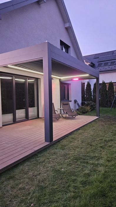 Pergola tarasowa aluminiowa lamelowa robiona NA WYMIAR