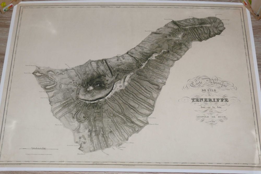 Reprodução impressa de  Mapa Antigo de Tenerife Ilhas Canarias