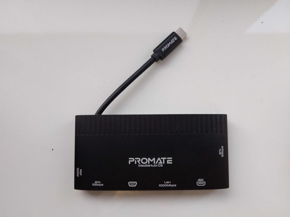 USB хаб Promate 6-1  USB-C PD 100 Вт  Gigabit Ethernet   HDMI   VGA