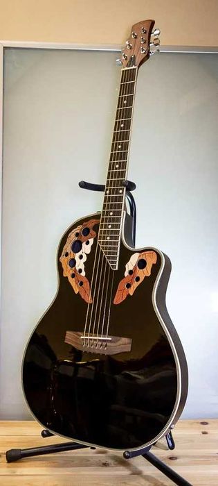 Stagg A2006-BK Shallow Bowl Electro-Acoustic Guitar - Black