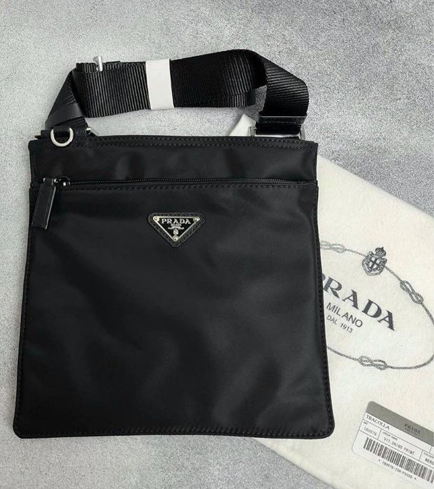 Сумка Prada 1BH978 NERO нейлонова чорна чоловіча