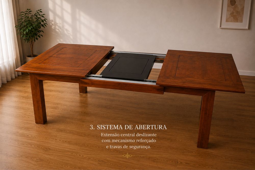 Mesa Jantar Madeira Macica Extensivel ate 3mt