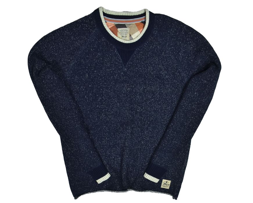 Mcs Granatowy Wełniany Sweter Męski Crewneck Xxl