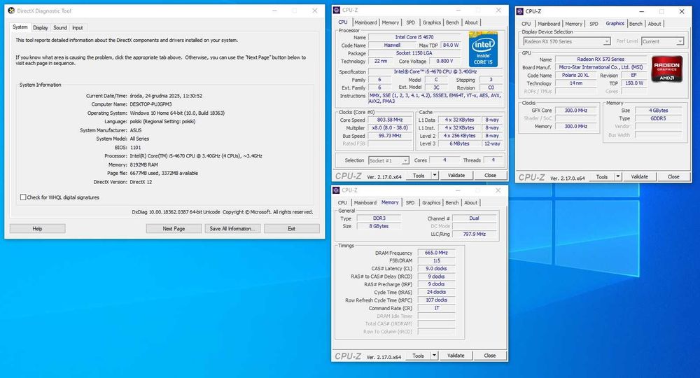 Komputer PC Składak Do gier Gamingowy i5 RX570 128GB 500GB 8GB RAM DVD