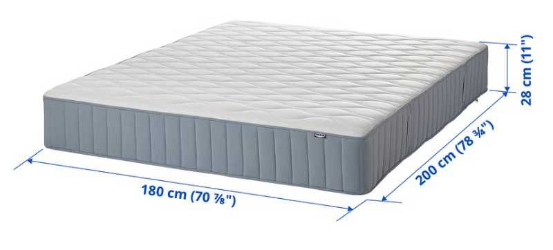 Colchão IKEA molas ensacadas, extra firme/azul claro, 180x200 cm