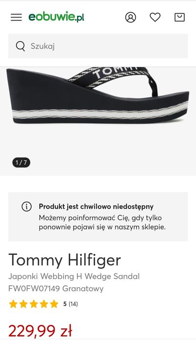 Klapki japonki damskie Tommy hilfiger 40