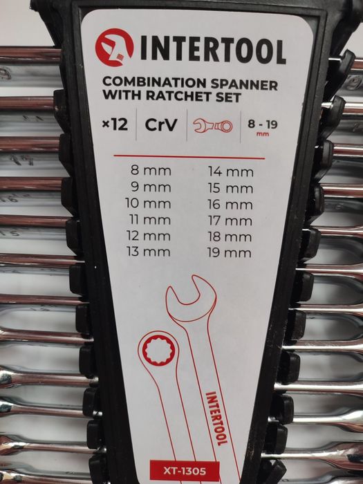 Набор ключей  рожково накидных с трещёткой  12 ед  INTERTOOL  XT-1305