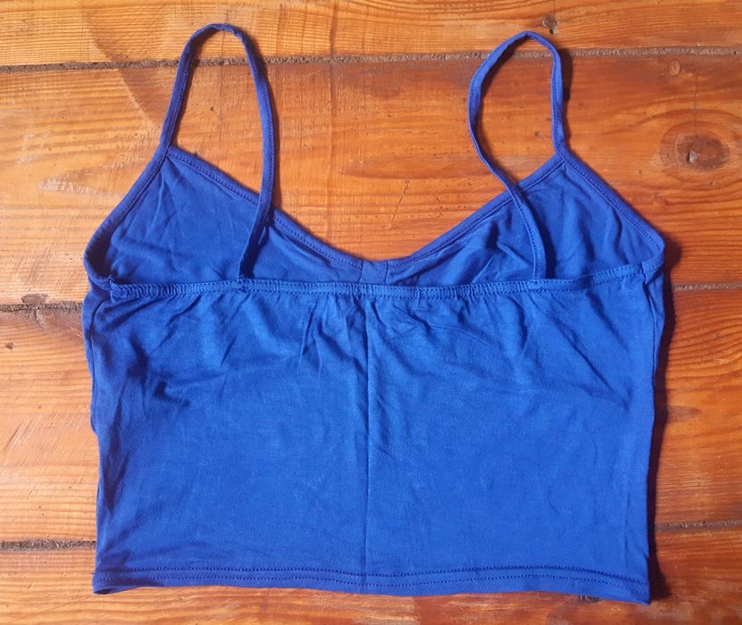 Chabrowa krótka bluzka na ramiączka crop top L 40