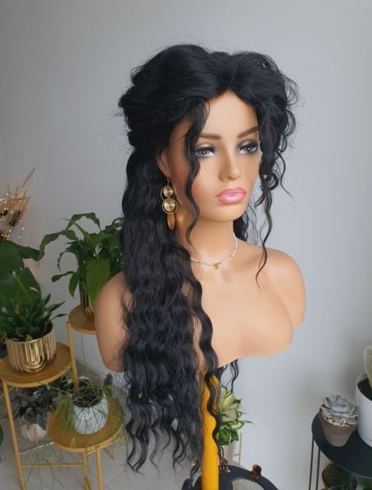 Peruka loki fale czarna naturalna fryzura Shakira