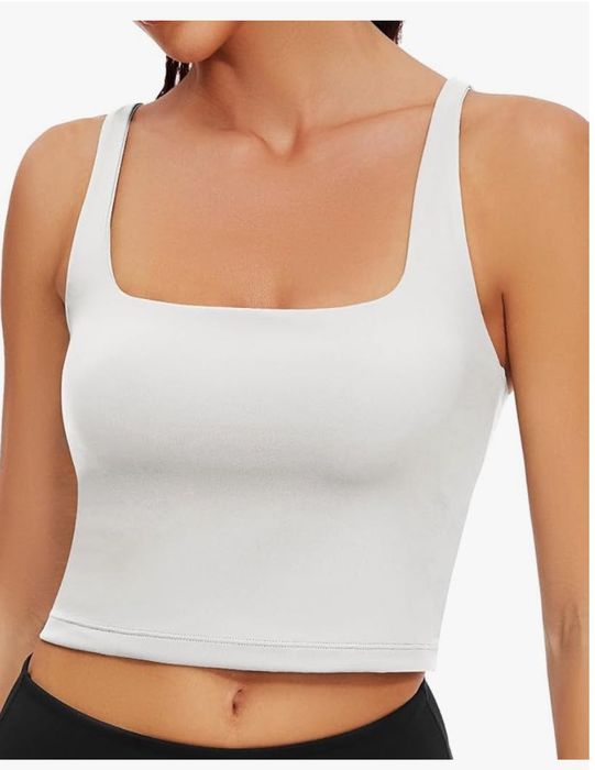 Sportowy top z wbudowanym biustonoszem, biały, rozm. S WOWENY