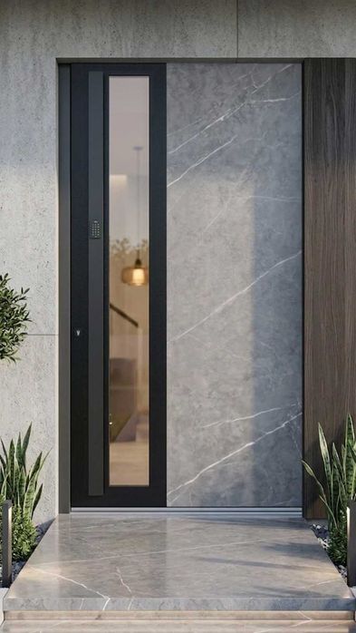 WYPRZEDAŻ -50% Ekskluzywne drzwi ALURON AS100 PIVOT | Laminam Pietra Grey | Smart Home