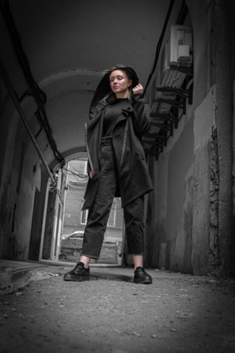 Черная теплая женская мантия на флисе кардиган накидка