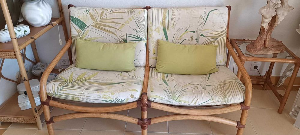 Sofá de Bamboo de 2 lugares e 1 lugar
