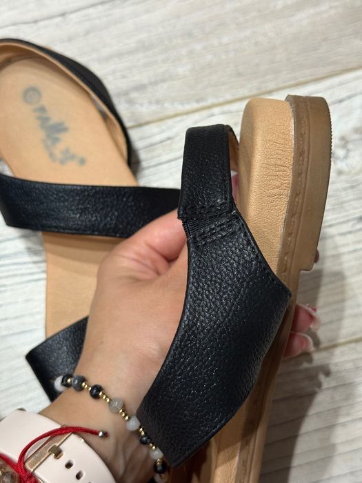 Sandały buty Rzymianki skóra czarne skórzane mega wygodne 37 klasyczne