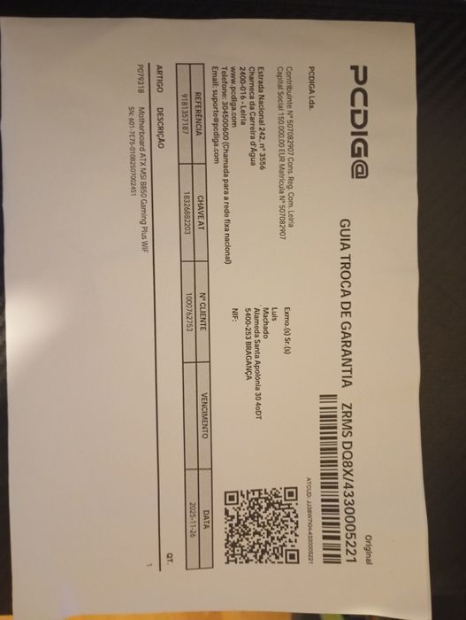 Motherboard ATX MSI B850 Gaming Plus WiFi — Nova, Selada, com Garantia