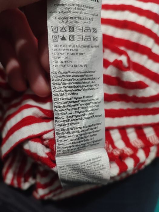 Koszulka, bluzka w czerwone paski Only S