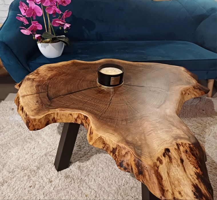 Stolik kawowy 100x92cm plaster drewna loft