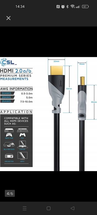 Kabel HDMI 4K CSL 10m super jakość