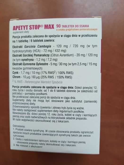 STOP dla podjadania APETYT STOP MAX duże opakowanie 90 tabl do ssania