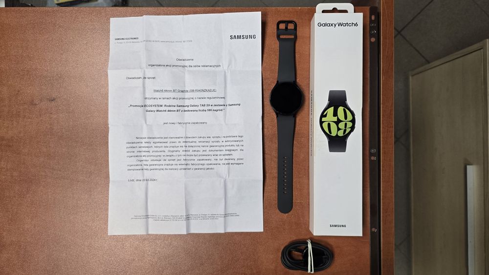Samsung Galaxy Watch 6 44mm grafitowy, stan bdb, gwarancja