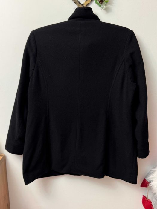 Wełniany płaszcz czarny płaszczyk zimowy wełna Herluf Design 46 XXXL