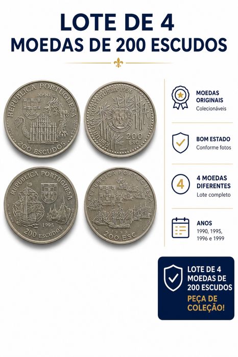 4 Moedas de 200 Escudos