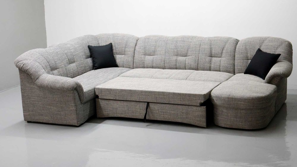 TPN Nowe Wielkie U funkcja spania kanapa rogówka SZARA tkanina salon